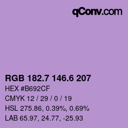 カラーコード: RGB 182.7 146.6 207 | qconv.com