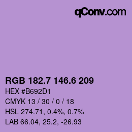 カラーコード: RGB 182.7 146.6 209 | qconv.com