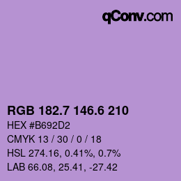 カラーコード: RGB 182.7 146.6 210 | qconv.com