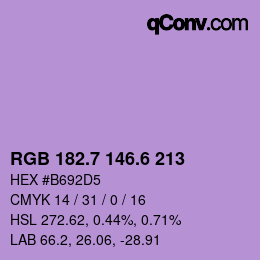 カラーコード: RGB 182.7 146.6 213 | qconv.com