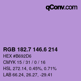 カラーコード: RGB 182.7 146.6 214 | qconv.com