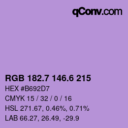 カラーコード: RGB 182.7 146.6 215 | qconv.com