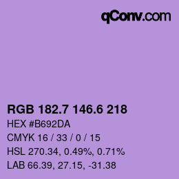 カラーコード: RGB 182.7 146.6 218 | qconv.com