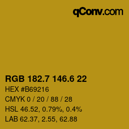カラーコード: RGB 182.7 146.6 22 | qconv.com