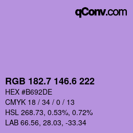 カラーコード: RGB 182.7 146.6 222 | qconv.com