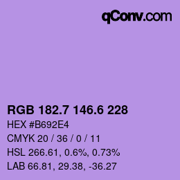 カラーコード: RGB 182.7 146.6 228 | qconv.com