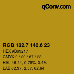 カラーコード: RGB 182.7 146.6 23 | qconv.com