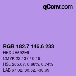 カラーコード: RGB 182.7 146.6 233 | qconv.com