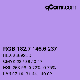 カラーコード: RGB 182.7 146.6 237 | qconv.com