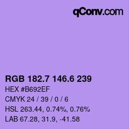 カラーコード: RGB 182.7 146.6 239 | qconv.com