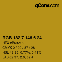 カラーコード: RGB 182.7 146.6 24 | qconv.com