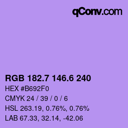 カラーコード: RGB 182.7 146.6 240 | qconv.com