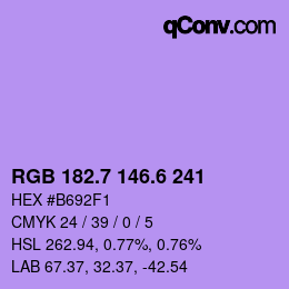 カラーコード: RGB 182.7 146.6 241 | qconv.com
