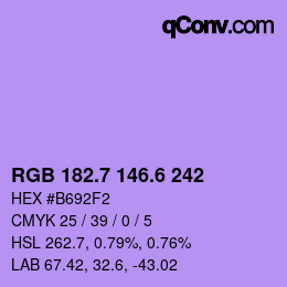 カラーコード: RGB 182.7 146.6 242 | qconv.com