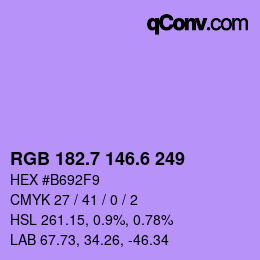 カラーコード: RGB 182.7 146.6 249 | qconv.com