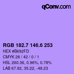 カラーコード: RGB 182.7 146.6 253 | qconv.com