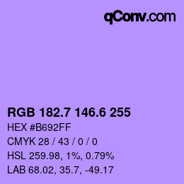 カラーコード: RGB 182.7 146.6 255 | qconv.com