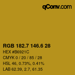 カラーコード: RGB 182.7 146.6 28 | qconv.com