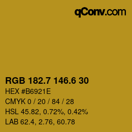 カラーコード: RGB 182.7 146.6 30 | qconv.com