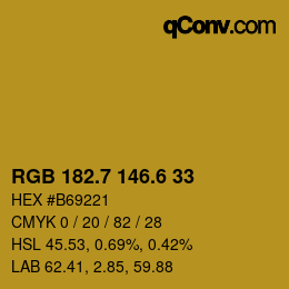 カラーコード: RGB 182.7 146.6 33 | qconv.com