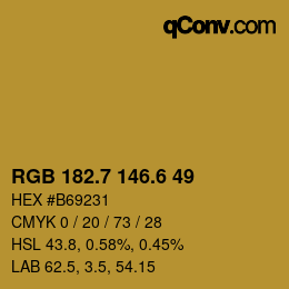カラーコード: RGB 182.7 146.6 49 | qconv.com