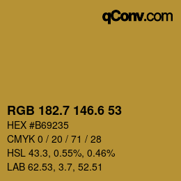 カラーコード: RGB 182.7 146.6 53 | qconv.com