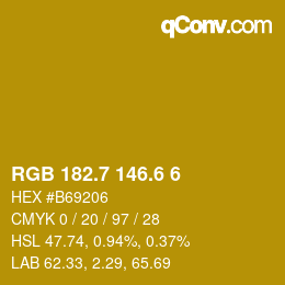 カラーコード: RGB 182.7 146.6 6 | qconv.com