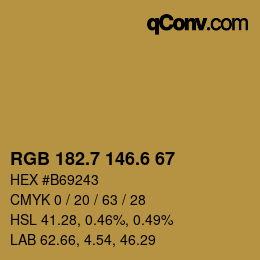 カラーコード: RGB 182.7 146.6 67 | qconv.com