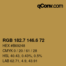 カラーコード: RGB 182.7 146.6 72 | qconv.com