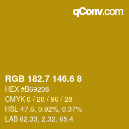 カラーコード: RGB 182.7 146.6 8 | qconv.com