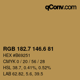 カラーコード: RGB 182.7 146.6 81 | qconv.com