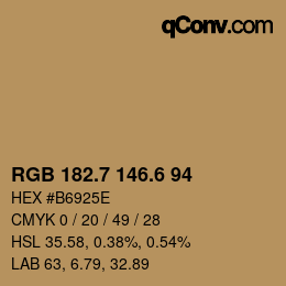 カラーコード: RGB 182.7 146.6 94 | qconv.com