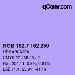 カラーコード: RGB 182.7 162 250 | qconv.com