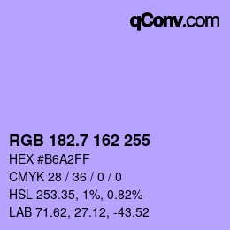 カラーコード: RGB 182.7 162 255 | qconv.com