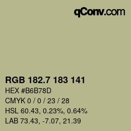 カラーコード: RGB 182.7 183 141 | qconv.com