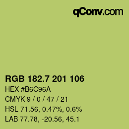 カラーコード: RGB 182.7 201 106 | qconv.com