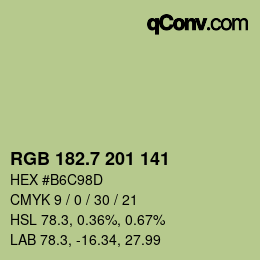 カラーコード: RGB 182.7 201 141 | qconv.com