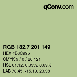 カラーコード: RGB 182.7 201 149 | qconv.com