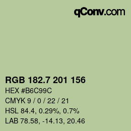 カラーコード: RGB 182.7 201 156 | qconv.com