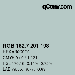 カラーコード: RGB 182.7 201 198 | qconv.com