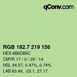 カラーコード: RGB 182.7 219 156 | qconv.com