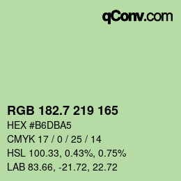 カラーコード: RGB 182.7 219 165 | qconv.com