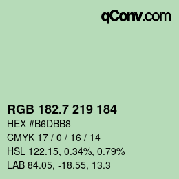 カラーコード: RGB 182.7 219 184 | qconv.com