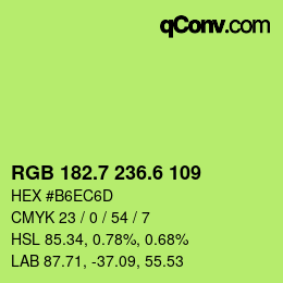 カラーコード: RGB 182.7 236.6 109 | qconv.com