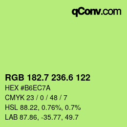 カラーコード: RGB 182.7 236.6 122 | qconv.com