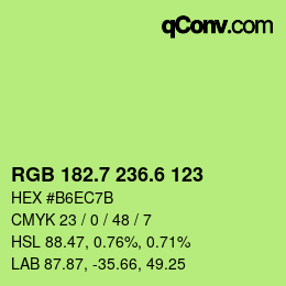カラーコード: RGB 182.7 236.6 123 | qconv.com