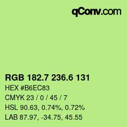 カラーコード: RGB 182.7 236.6 131 | qconv.com