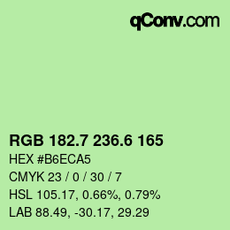 カラーコード: RGB 182.7 236.6 165 | qconv.com