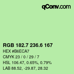 カラーコード: RGB 182.7 236.6 167 | qconv.com