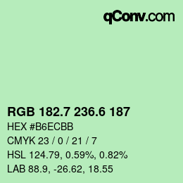 カラーコード: RGB 182.7 236.6 187 | qconv.com